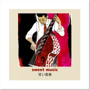 Sweet Music Japanese Art Style Bass Player Posters and Art